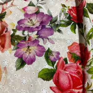 Alta Moda Cotton Sangallo with embroidered with roses,peonies,lilies