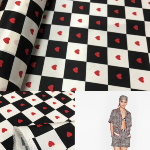 Dior Amour Silk fabric chessboard with hearts
