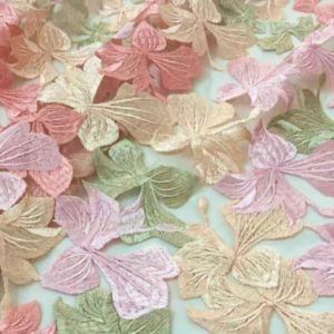 Embroidered Fabric in pastel colours