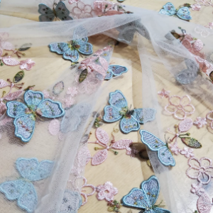Exclusive Haute Couture fabric butterfly applique embroidery