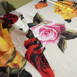 Fabric Mulberry Silk Crepe De Chine Roses Digital Print