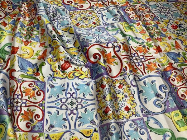 Italian satin polyester majolica pattern