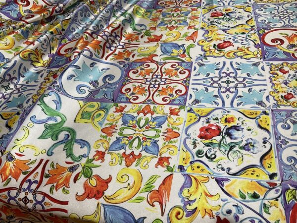 Italian satin polyester majolica pattern