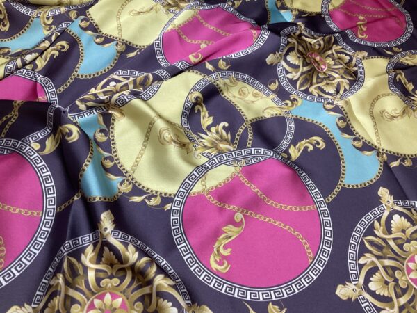 Italian Polyester satin,soft with stretch. Perfect for tunic,kimono,kaftan,dress.