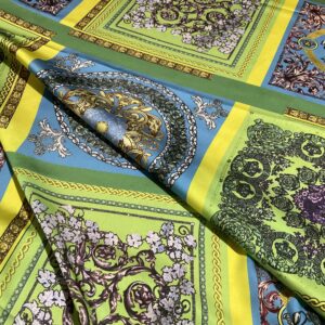 Baroque Pattern Italian Silk polyester Satin fabric