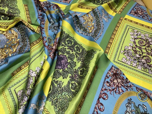 Baroque Pattern Italian Silk polyester Satin fabric
