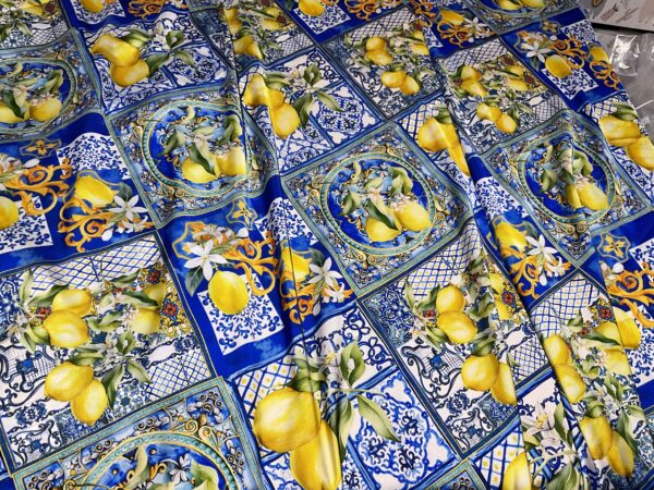 Italian Sicily Design classic lemons and tile pattern
