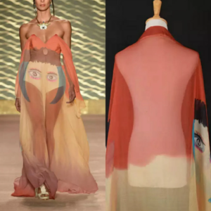 Italian Designer Silk Chiffon Digital paint fabric