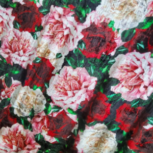 Italian Designer Velvet fabric with roses,devore
