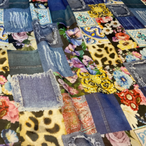 Italian Silk chiffon patchwork squares print