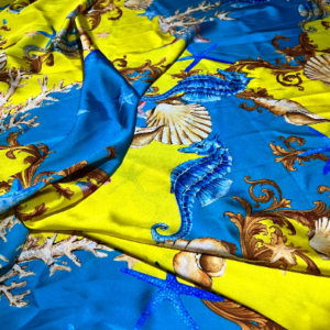 Italian Silk fabric Alta Moda,Made in Italy.Sea World