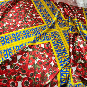 Italian silk elastan fabric with poppies
