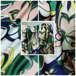 Silk Satin Crepe Fabric/Floral Design Tunic Fabric