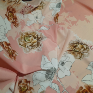 Valentino Silk fabric with flowers on pink base