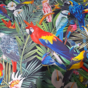 Silk fabric with parrots