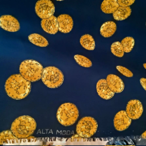 Silk polyester fabric with coins pattern