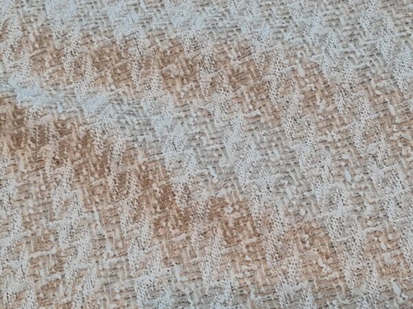 Italian Tweed cotton fabric in beige and off white and thin gold thread