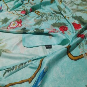 Silk Foulard/Silk Birds Print/Italian Designer Silk Scarf/Scarf Dress