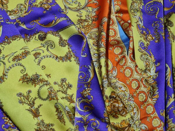 Silk Stretch Fabric with Baroque design. fabric,Limited quantity/65*140cm