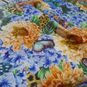 Italian Designer Fabric,Heavy Silk with butterflies and flowers inkjet,Alta Moda/135*140