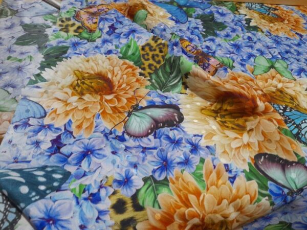 Italian Designer Fabric,Heavy Silk with butterflies and flowers inkjet,Alta Moda/135*140
