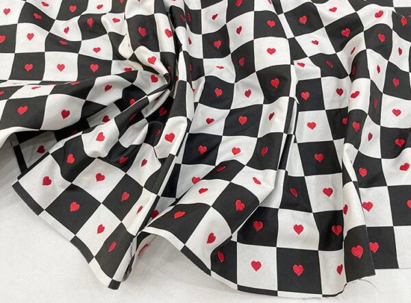 Amour jacquard fabric chessboard with hearts,Milan Fashion/140*130cm