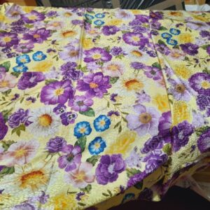 Italian Alta Moda Silk Devore yellow background with pink,lilac,purple,white flowers 2023 Fashhion week collection