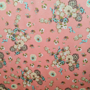 silk fabric floral pattern on pink base