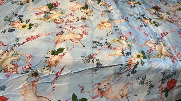 Silky chiffon fabric cherubs pattern/angel print
