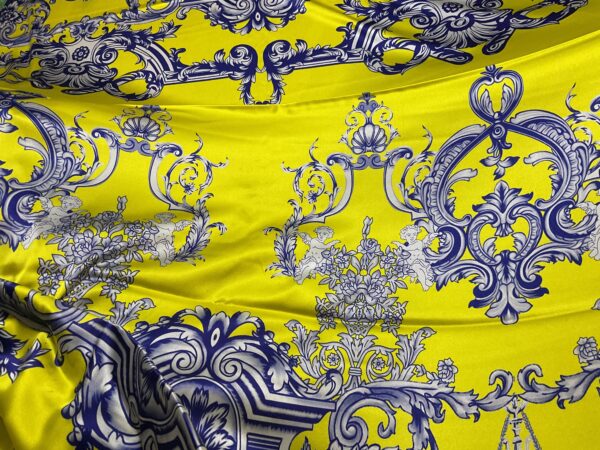 Alta Moda Italian Silk Satin super stretch fabric baroque pattern