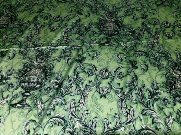 Alta Moda Italian Silk Satin mint color baroque pattern