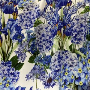 Italian Alta Moda Silk Fabric with amazing floral pattern in blue