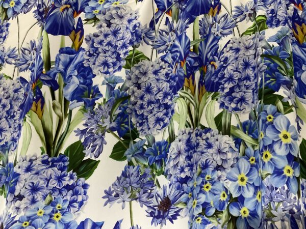 Italian Alta Moda Silk Fabric with amazing floral pattern in blue