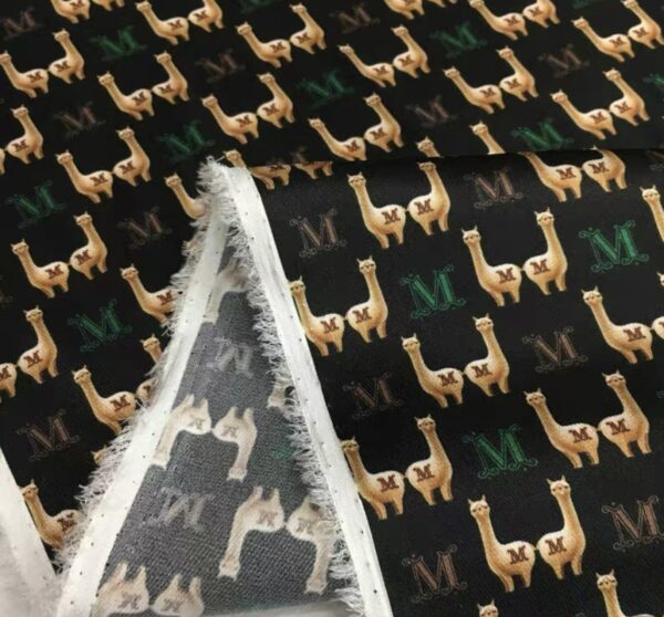 Italian Silk twill stretch fabric with lamas print