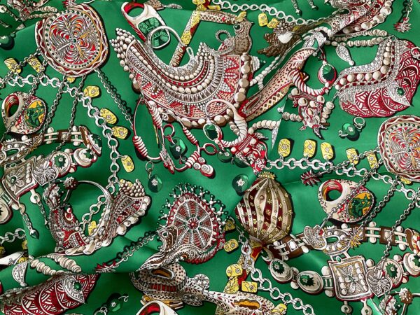 Hermes silk fabric with jewelry