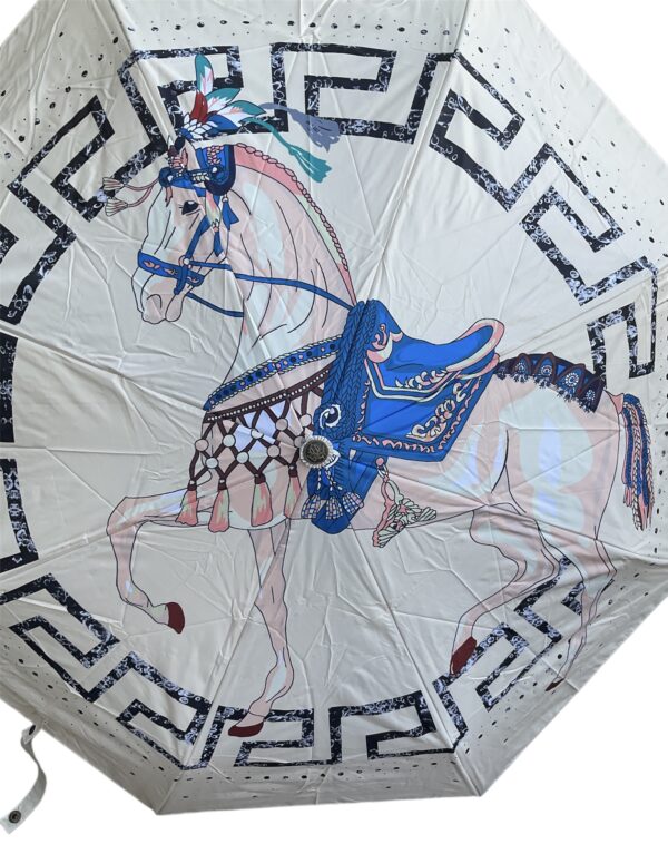 Designer H umbrella with a horse
