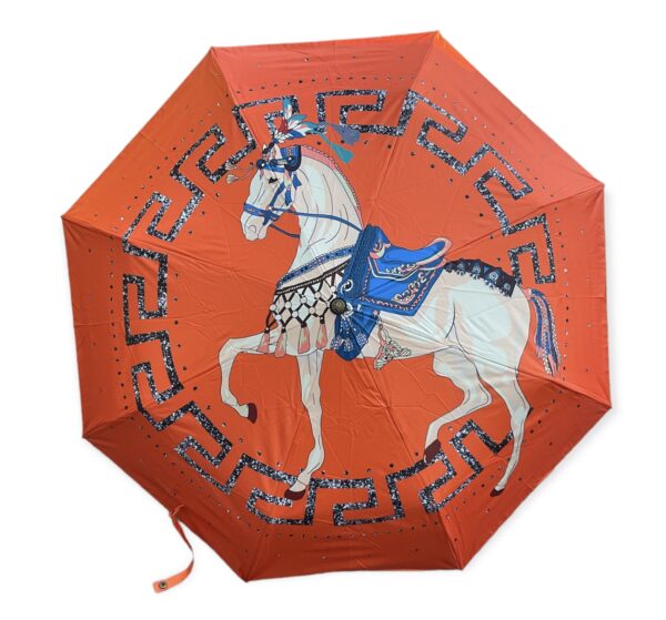 hermes designer umbrella with a horse