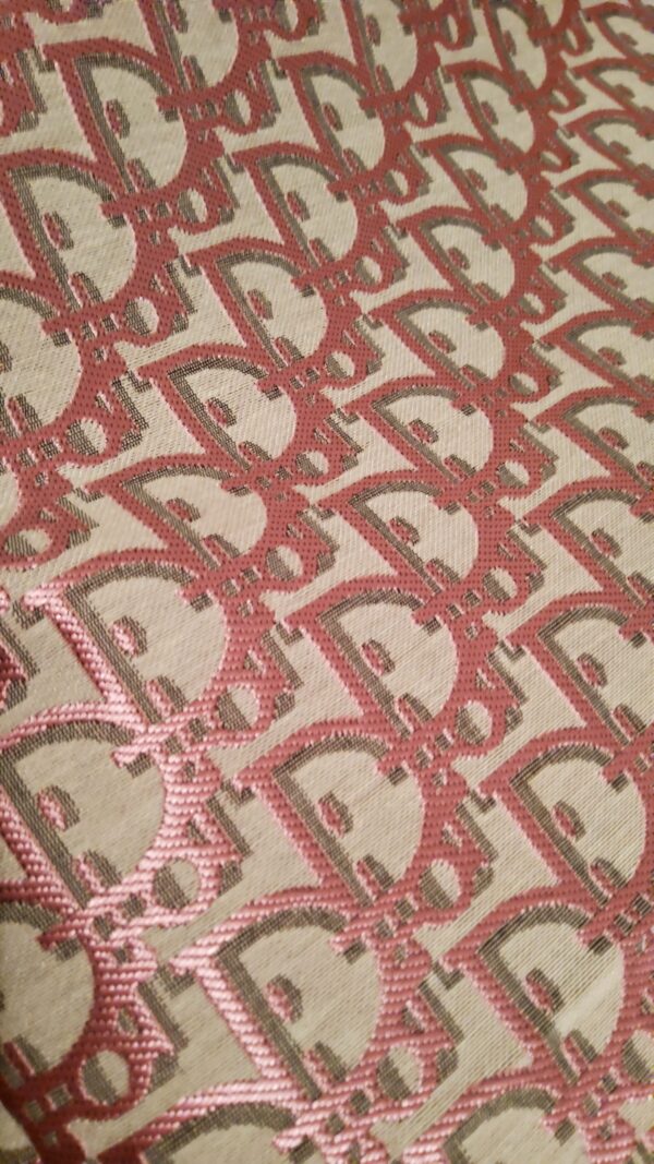 Exclusive Dior Pink Jacquard silky Wicker Logo on Light Grey Base