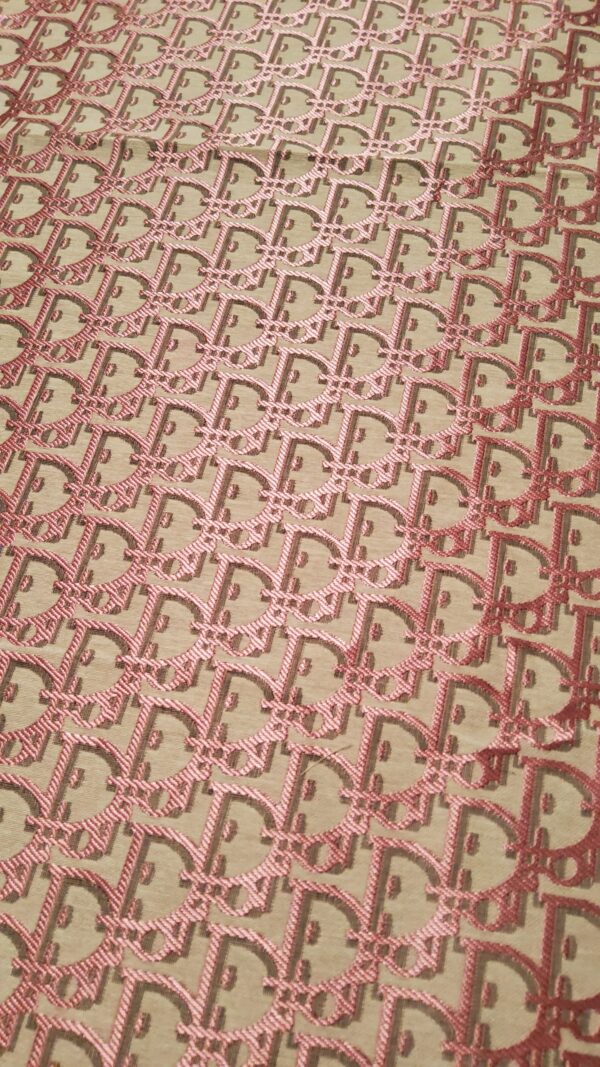 Exclusive Dior Pink Jacquard silky Wicker Logo on Light Grey Base