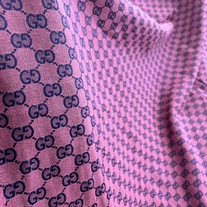 Soft Gucci jacquard fabric pink base and blue logo