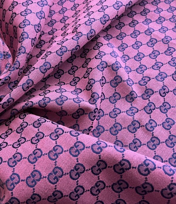Soft Gucci jacquard fabric pink base and blue logo
