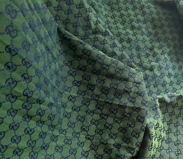 GG jacquard fabric green base and blue logo
