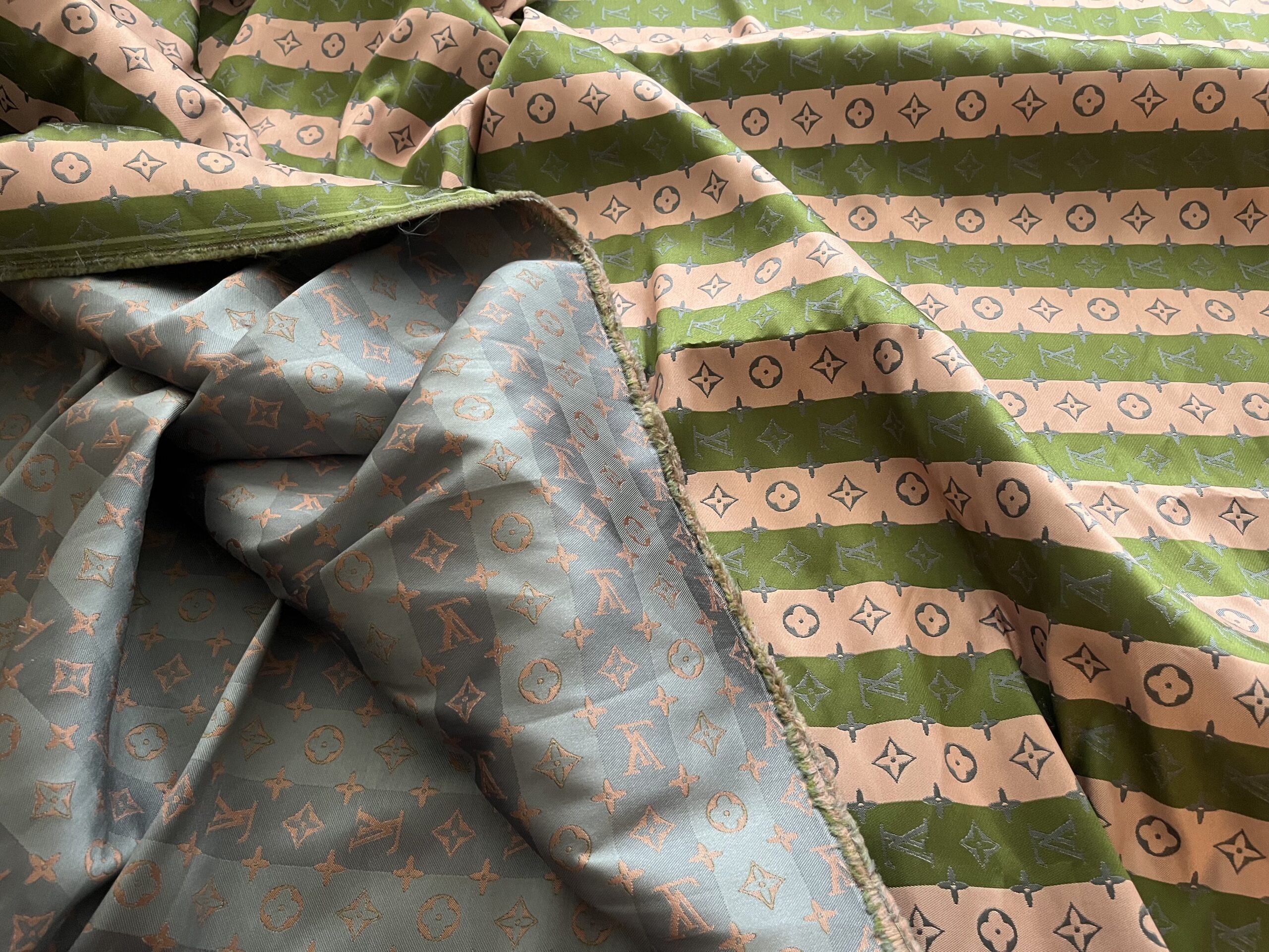 Soft L Jacquard Monogram Designer V Fabric pink with green/Jacket