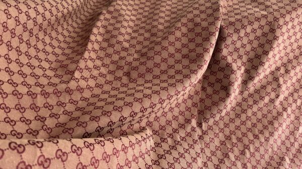 Soft GG jacquard fabric pink base and burgundy logo